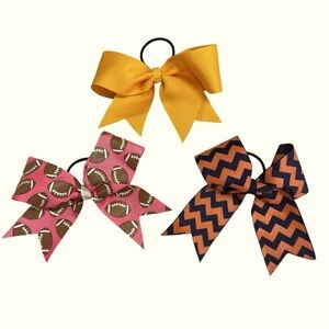 Hair Bows Cheer Dance Gold, Navy, Pink Elastic Hair Band